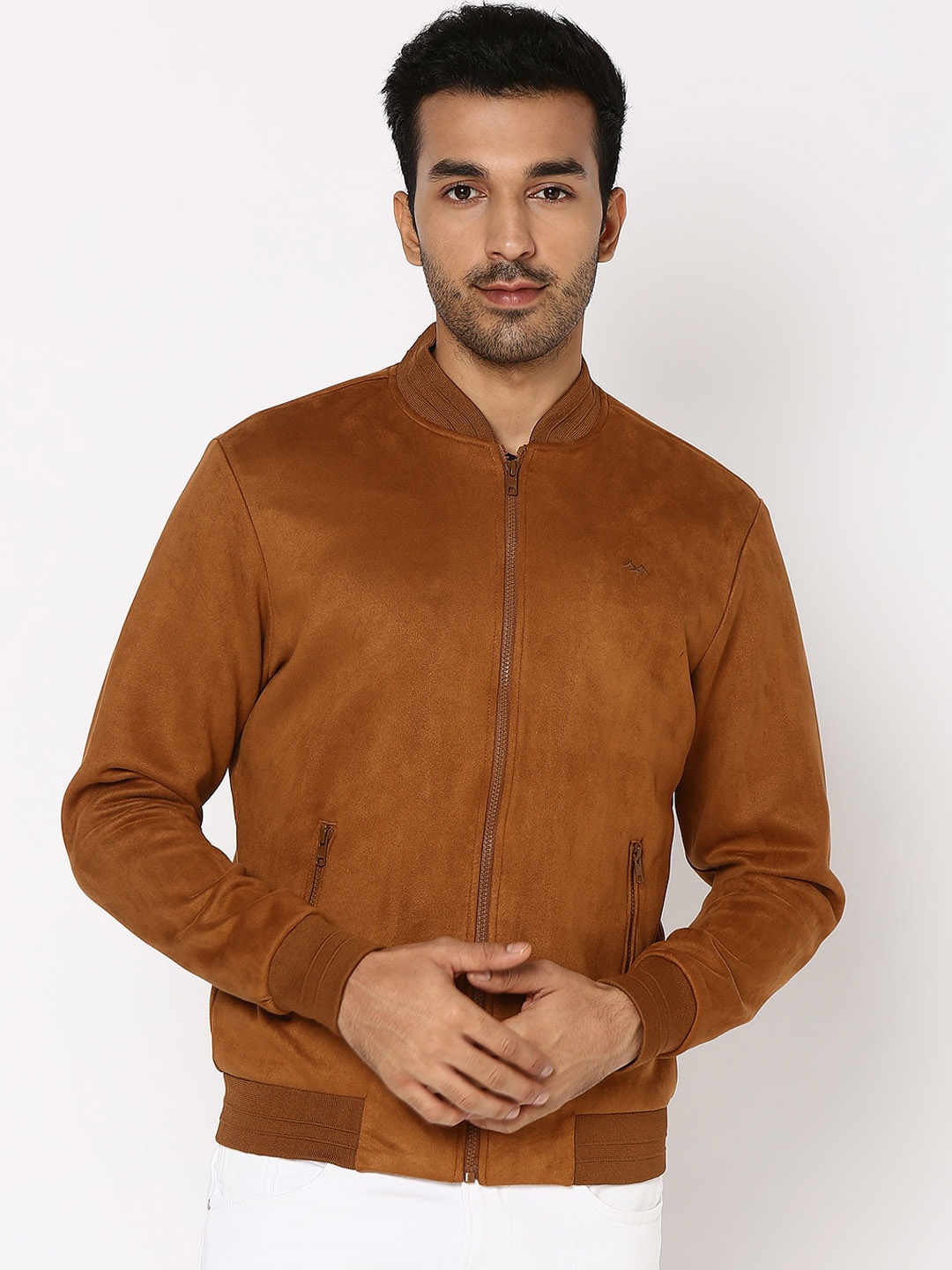 

Mufti Zip-Front Full Sleeve Bomber Jacket, Brown