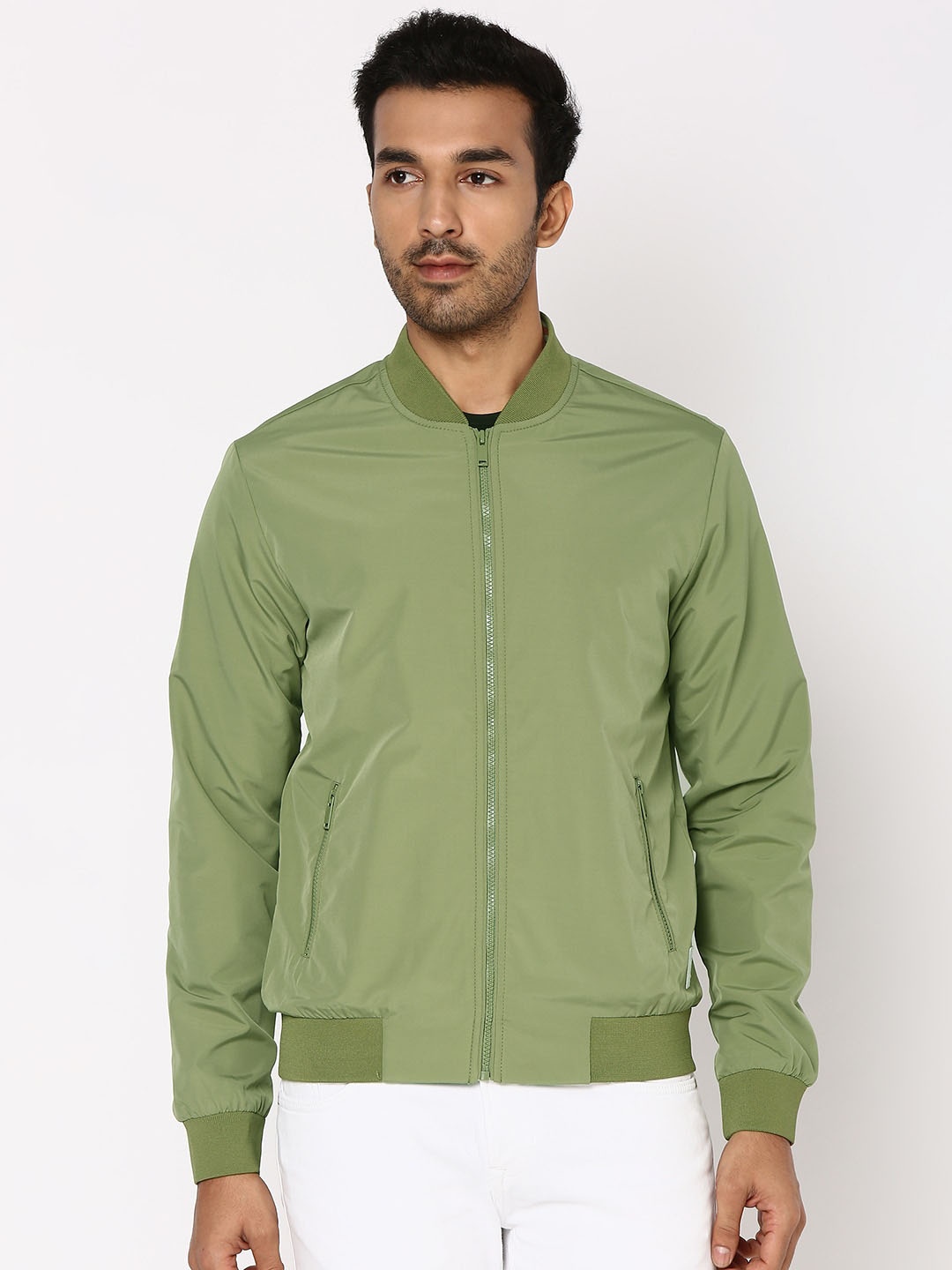 

Mufti Mandarin Collar Lightweight Bomber Jacket, Olive