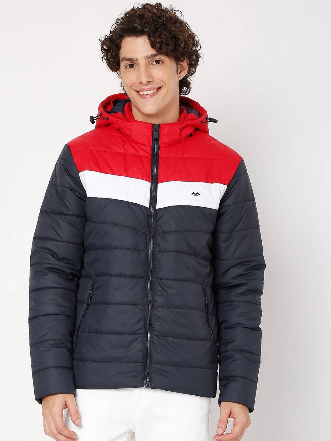 

Mufti Colourblocked Lightweight Hooded Puffer Jacket, Navy blue
