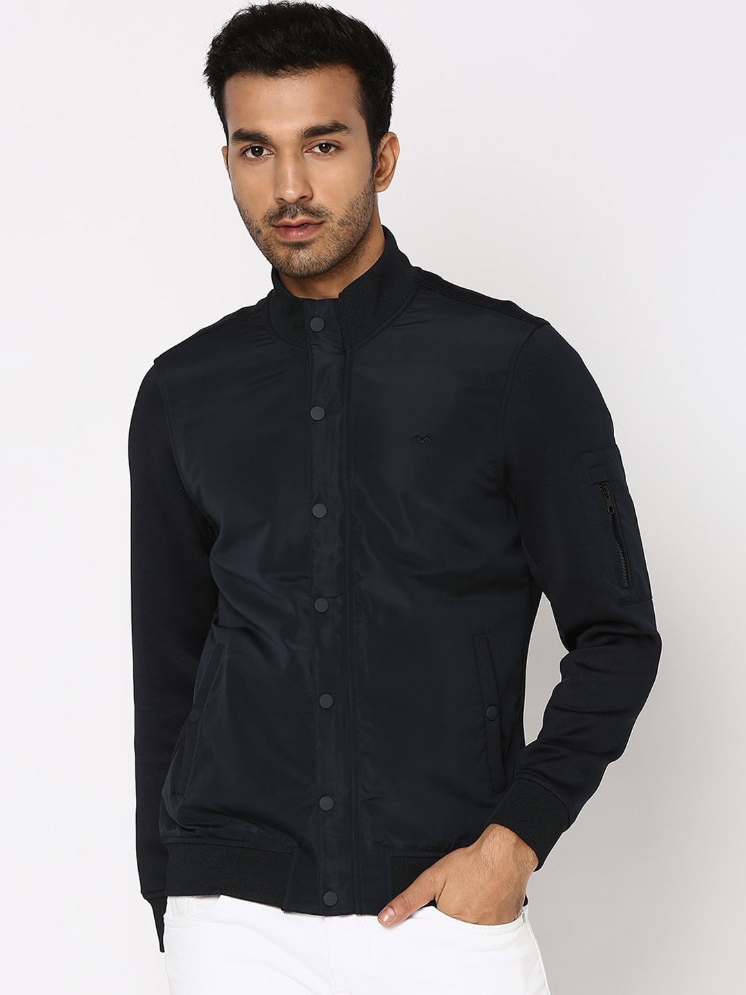 

Mufti Stand Collar Lightweight Bomber Jacket, Navy blue