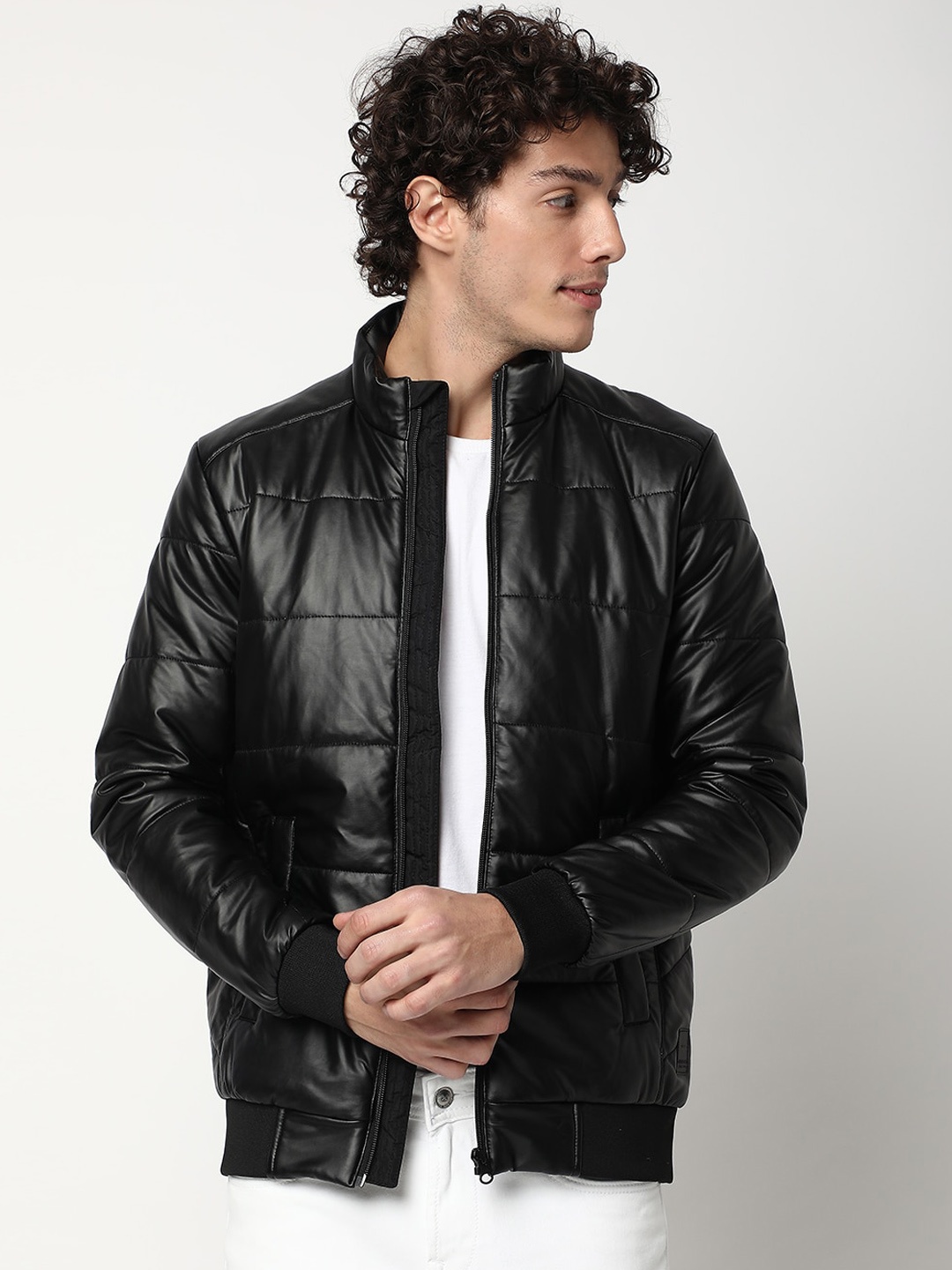 

Mufti Stand Mock Collar Lightweight Bomber Jacket, Black