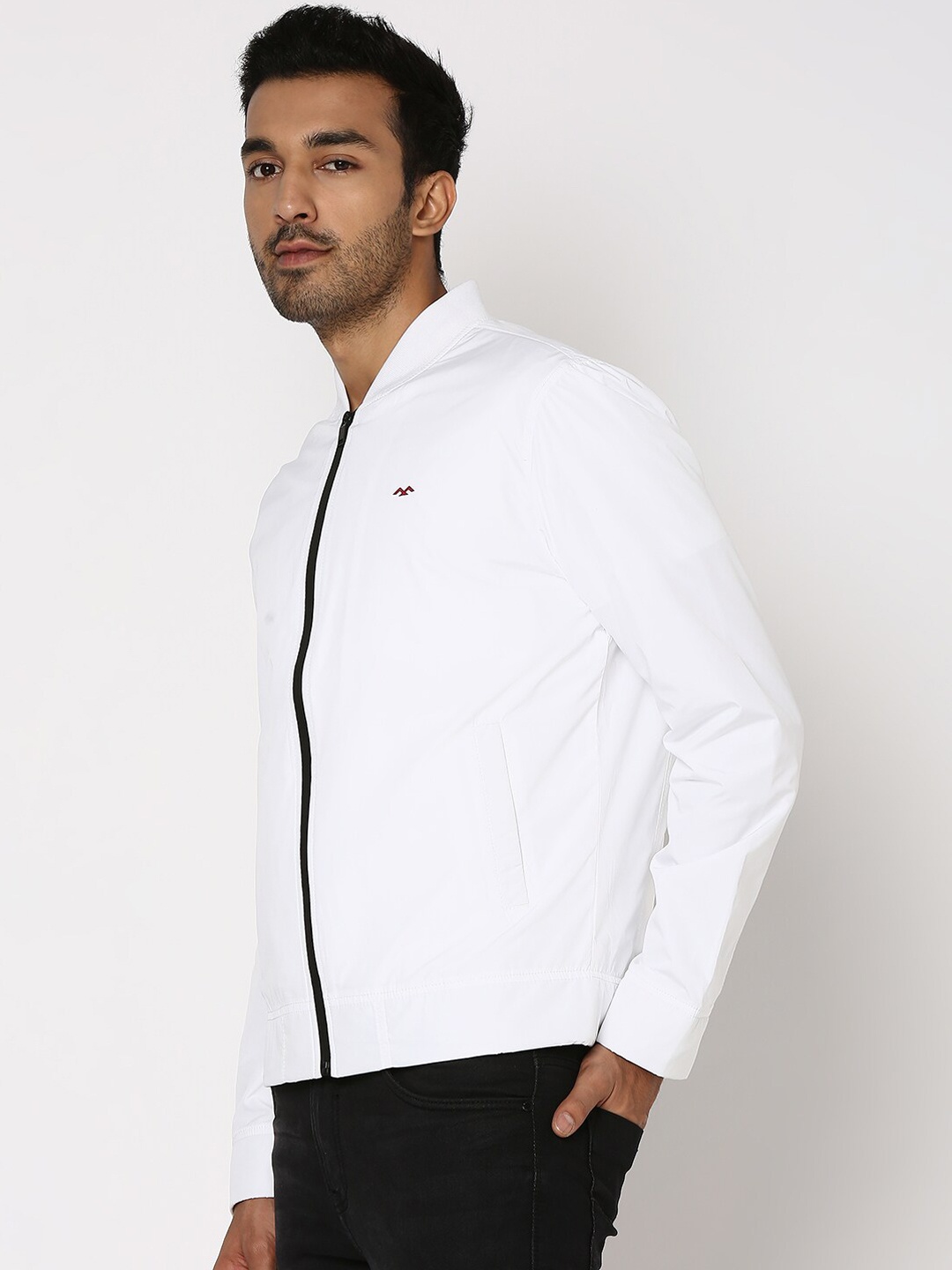 

Mufti Mandarin Collar Lightweight Bomber Jacket, White