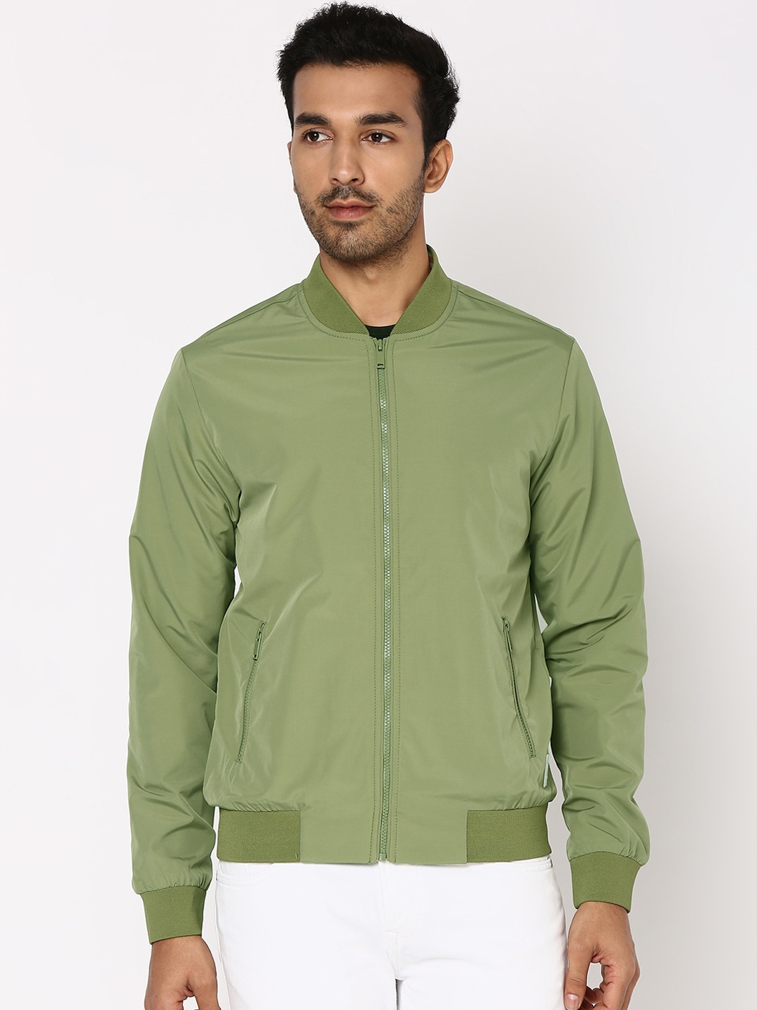 

Mufti Stand Collar Lightweight Bomber Jacket, Olive
