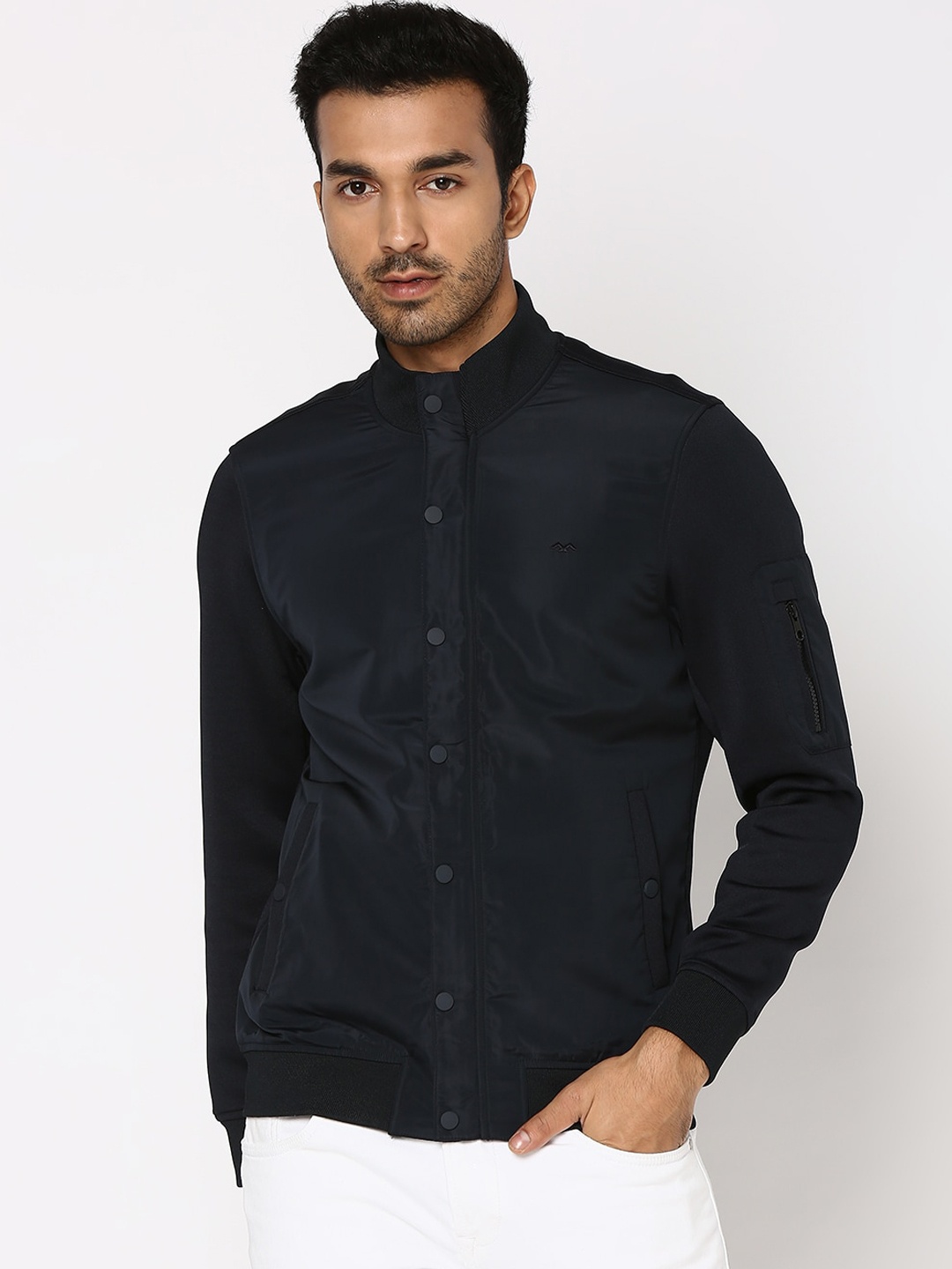 

Mufti Stand Collar Lightweight Bomber Jacket, Navy blue