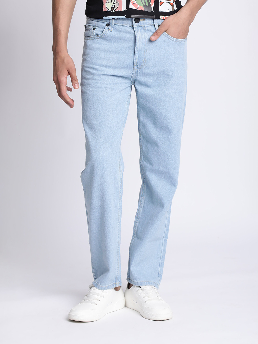 Bene Kleed Men Light blue Relaxed Fit washed Jeans