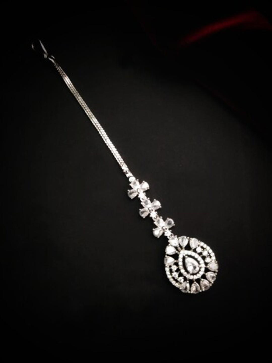 

Pihtara Jewels Silver-Plated AD-Studded Maang Tikka