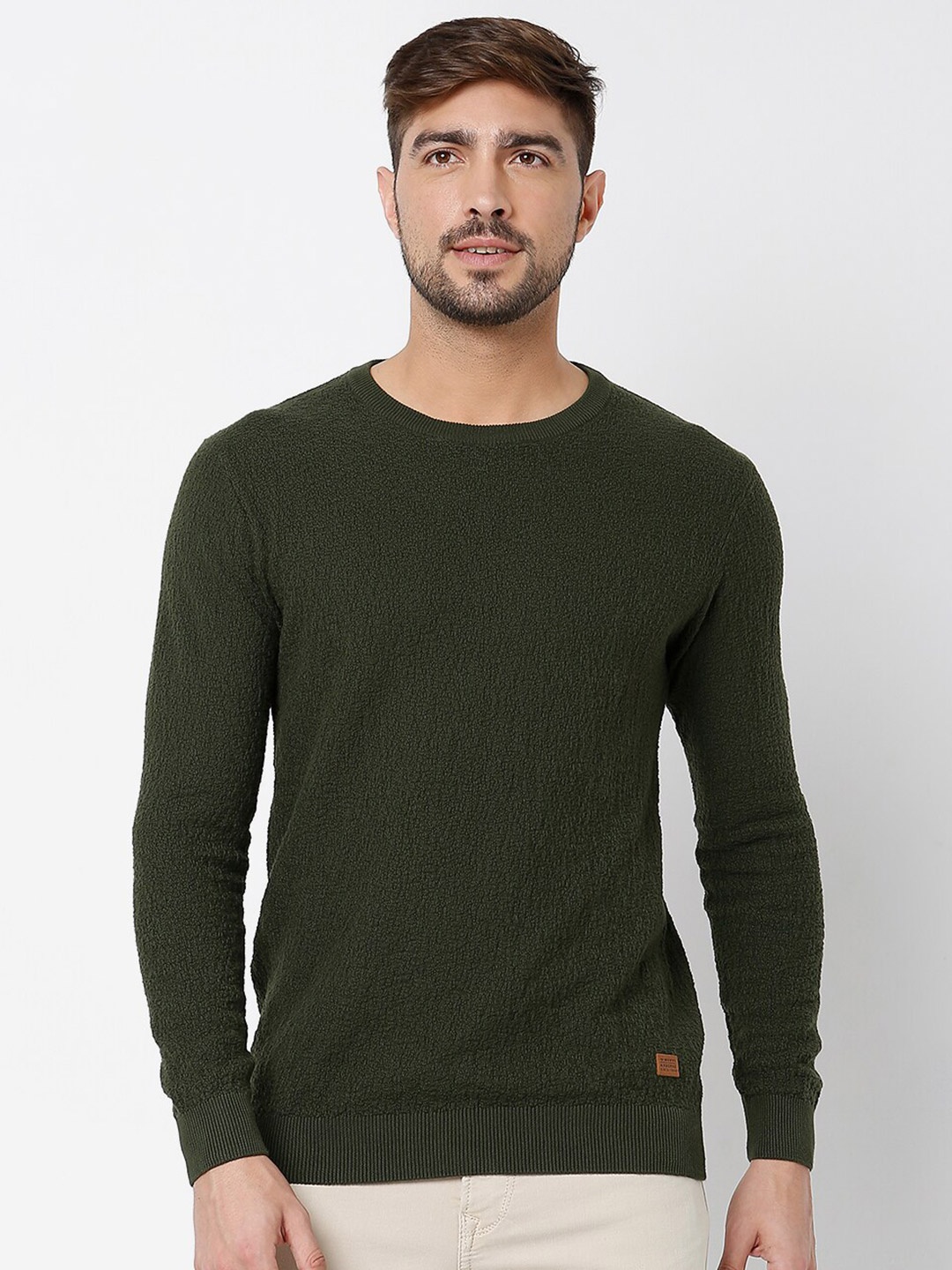 

Mufti Round Neck Pure Cotton Sweatshirt, Olive