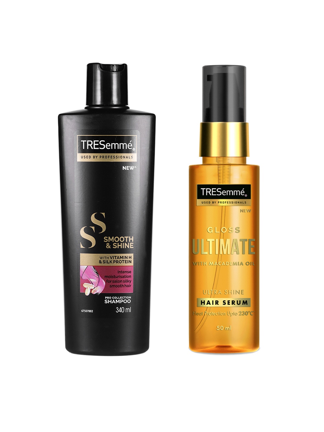 

TRESemme Smooth & Shine Shampoo 340 ml & Gloss Ultimate Ultra Shine Hair Serum 50 ml, Black