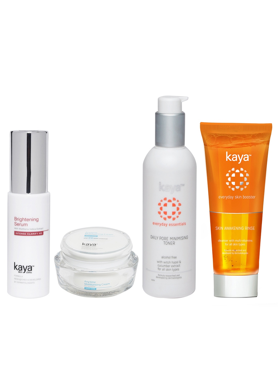 

Kaya Combo of Cream, Toner, Serum & Rinse Combo, White