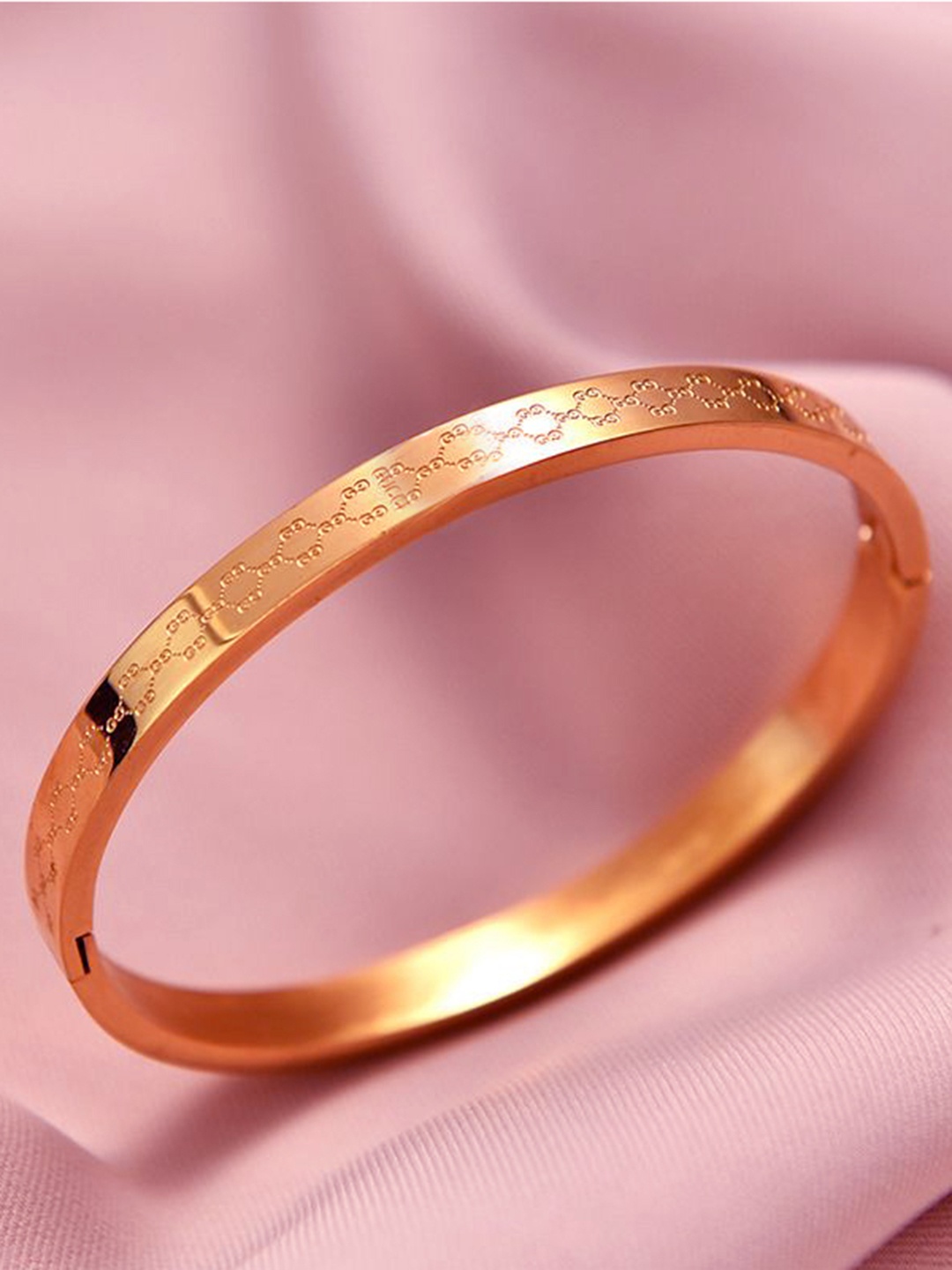 

MYKI Rose Gold-Plated Cubic Zirconia Studded Cuff Bracelet