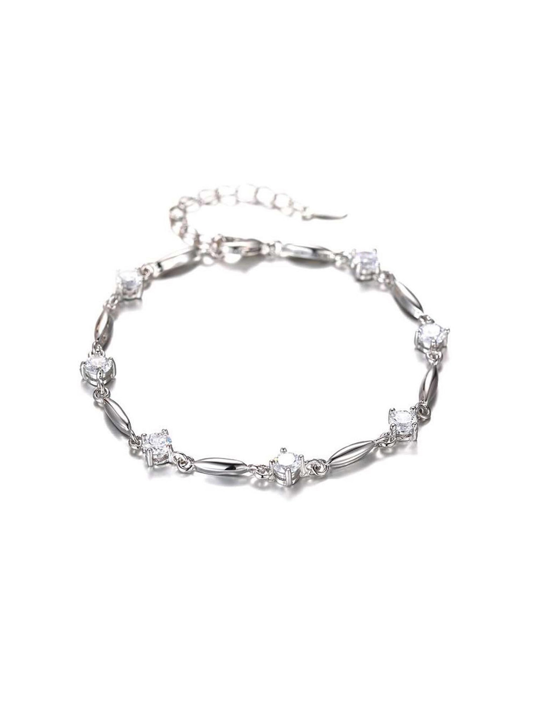 

MYKI Women Silver-Plated Cubic Zirconia Link Bracelet