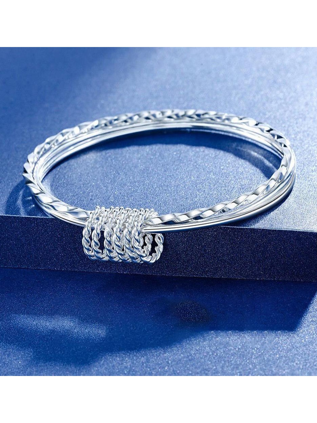 

MYKI Women Silver-Toned Silver-Plated Kada Bracelet