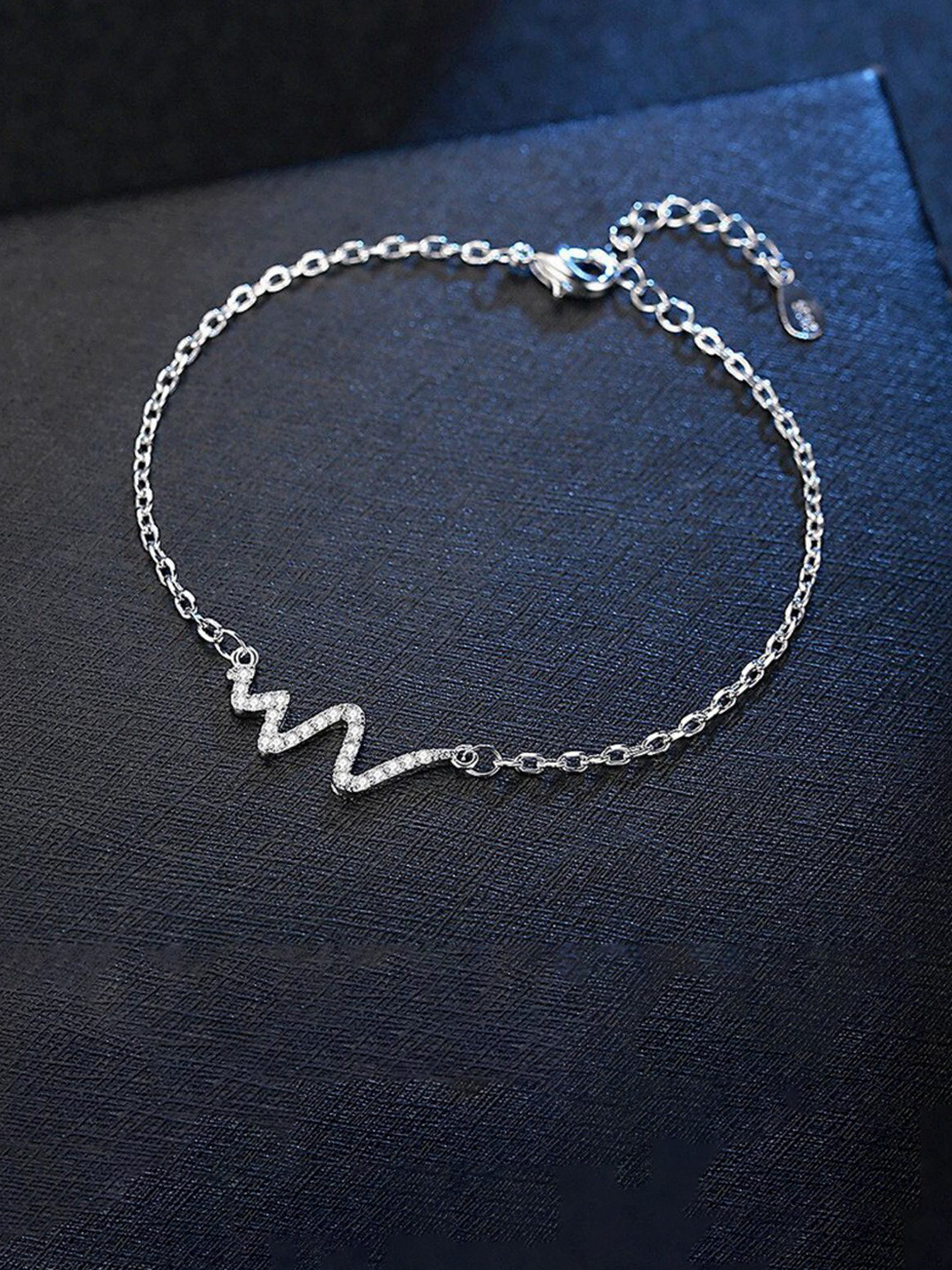 

MYKI Women Silver-Plated Cubic Zirconia Link Bracelet