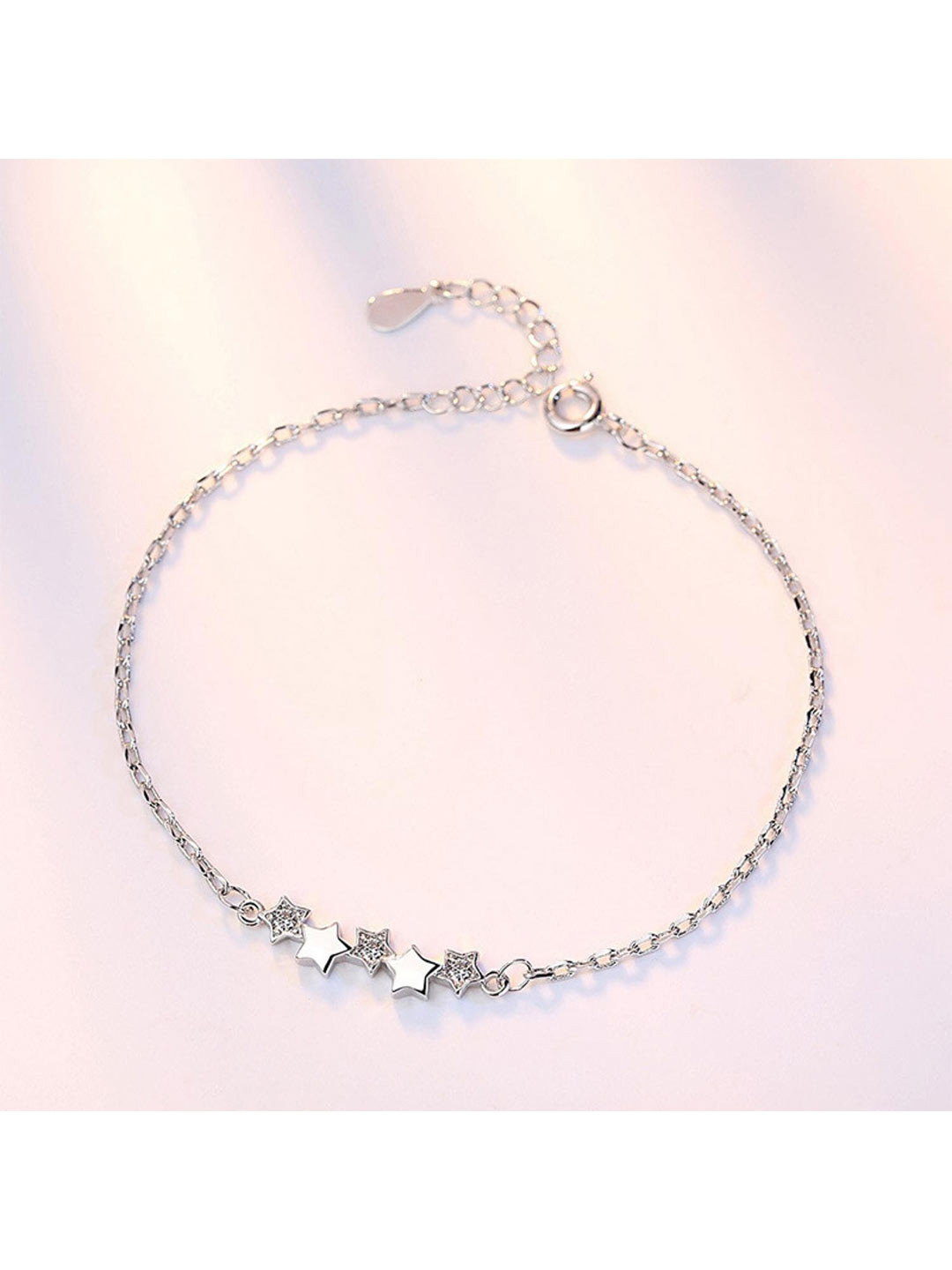 

MYKI Women Silver-Plated Cubic Zirconia Link Bracelet