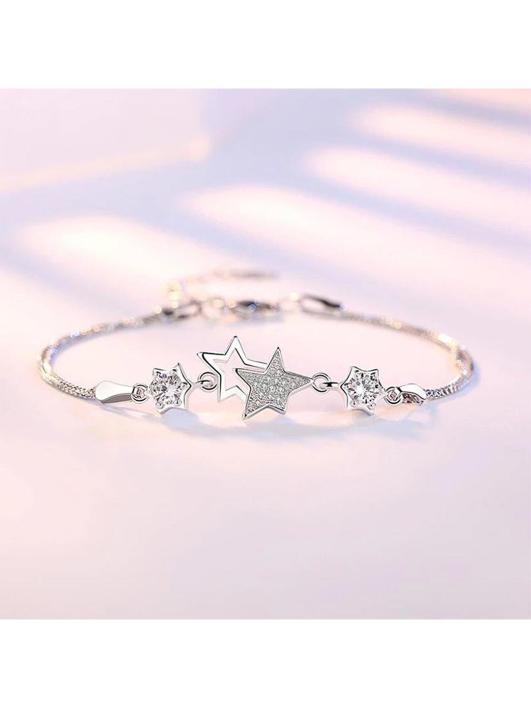 

MYKI Women Silver-Plated Cubic Zirconia Link Bracelet