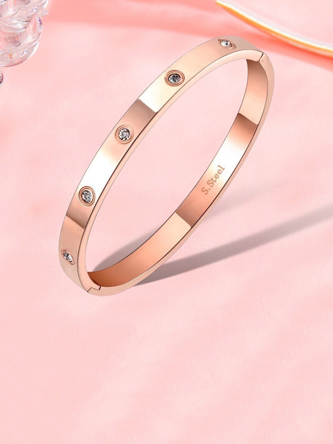 

MYKI Women Rose Gold-Plated Cubic Zirconia Kada Bracelet