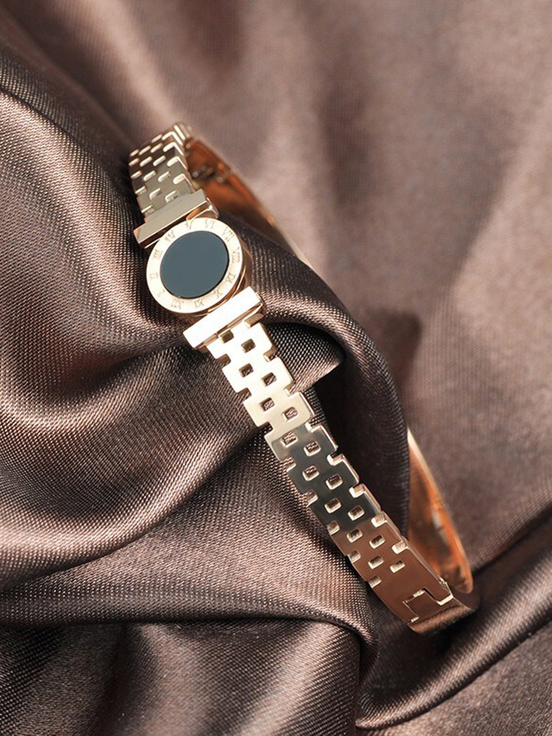 

MYKI Women Rose Gold-Plated Cubic Zirconia Kada Bracelet