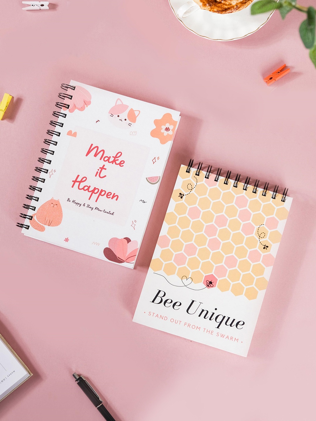 Nestasia Set Of 2 Printed Planner & Notebook, Orange