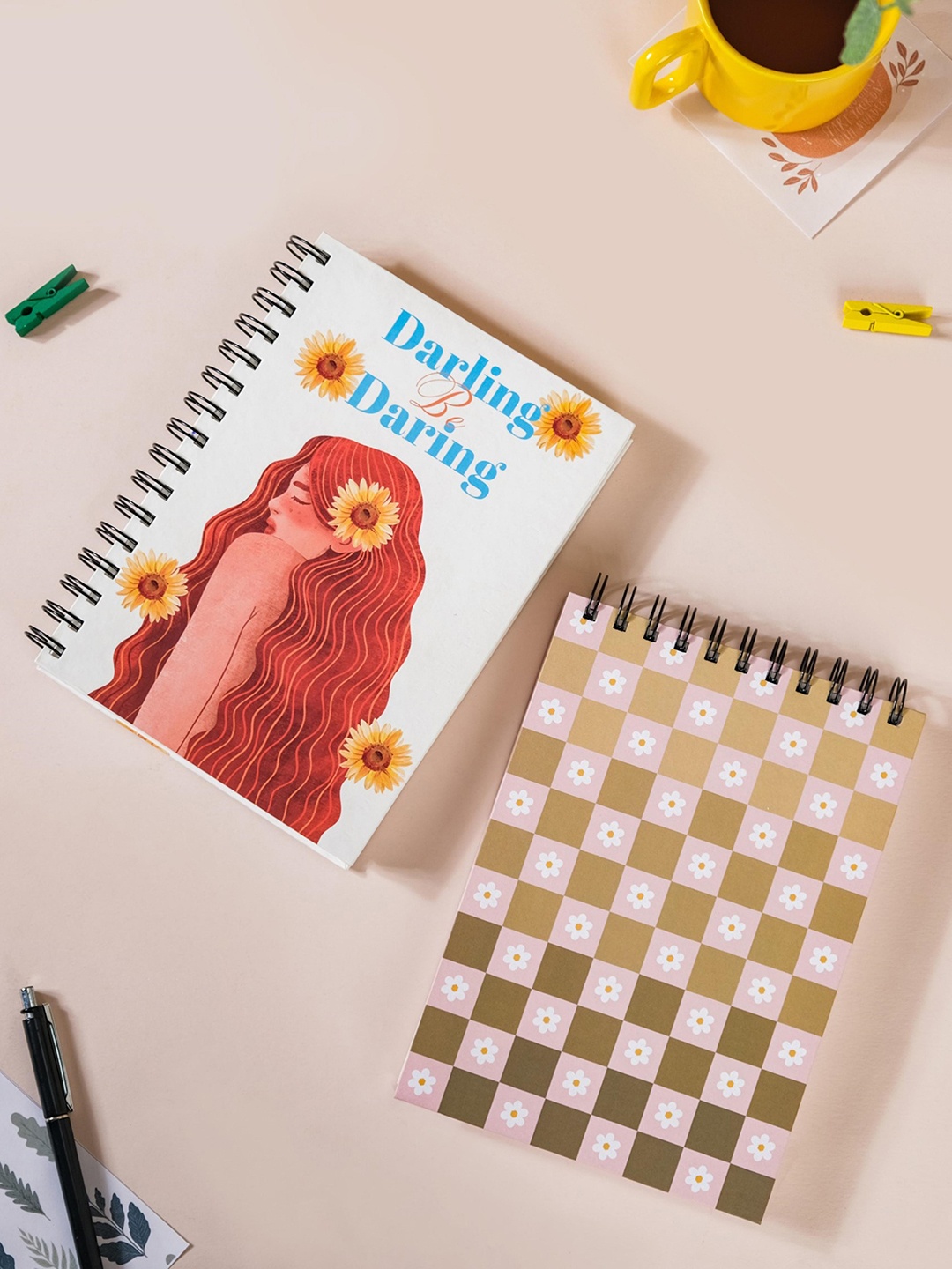 

Nestasia Set Of 2 Floral Printed Notebook & Undated Planner, White