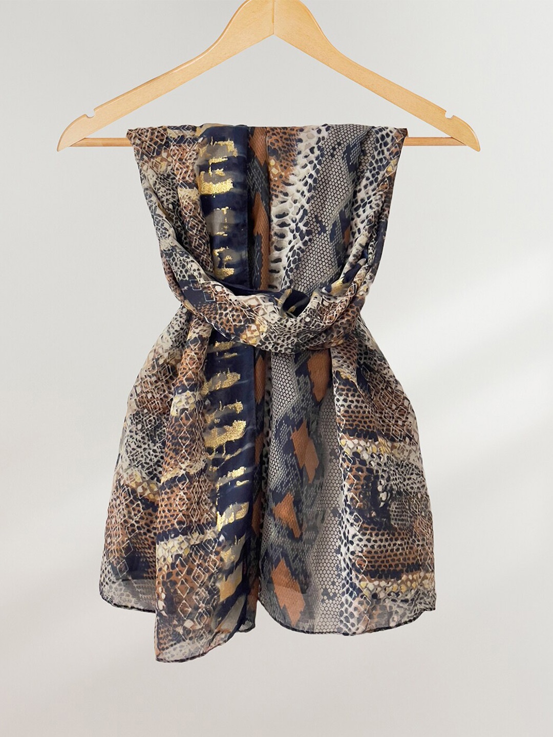 

Ayesha Animal Printed Satin Scarf, Blue