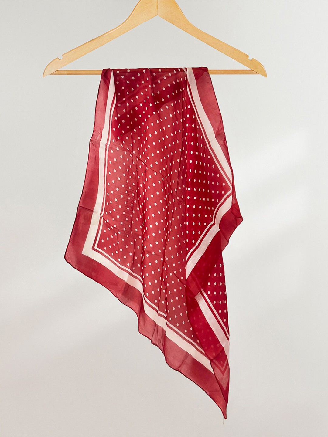 

Ayesha Polka Dot Printed Retro Silk Scarf, Red