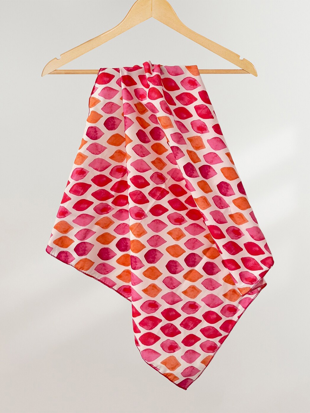 

Ayesha Leaf Printed Retro Satin Scarf, Pink