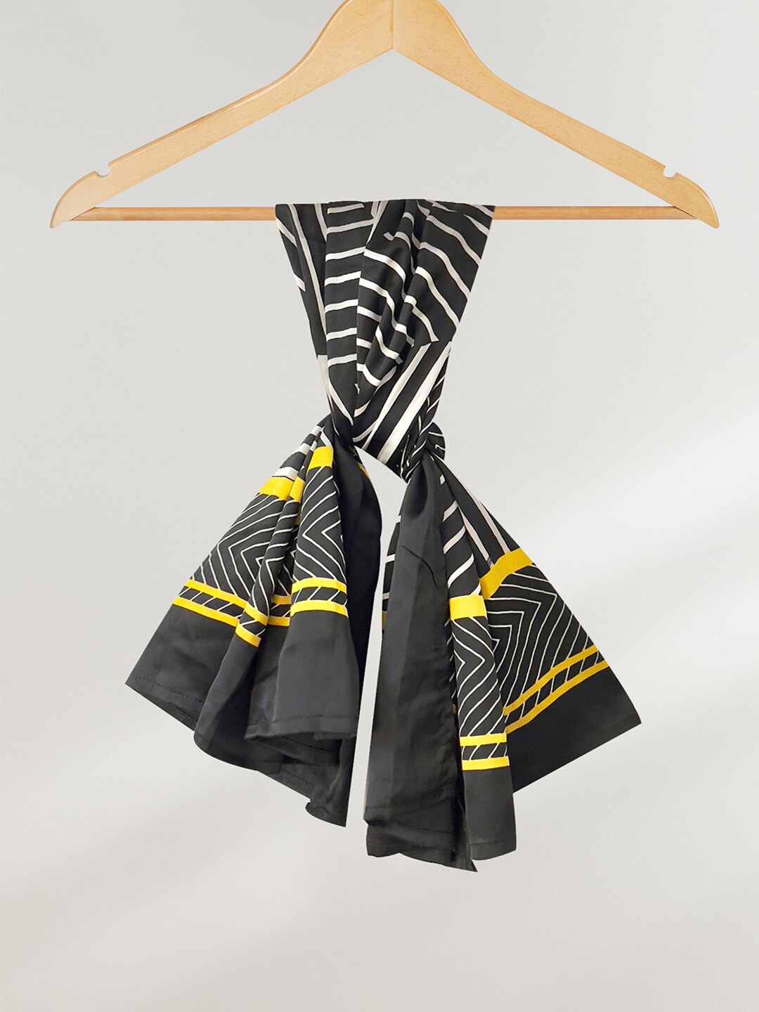 

Ayesha Striped Satin Scarf, Black