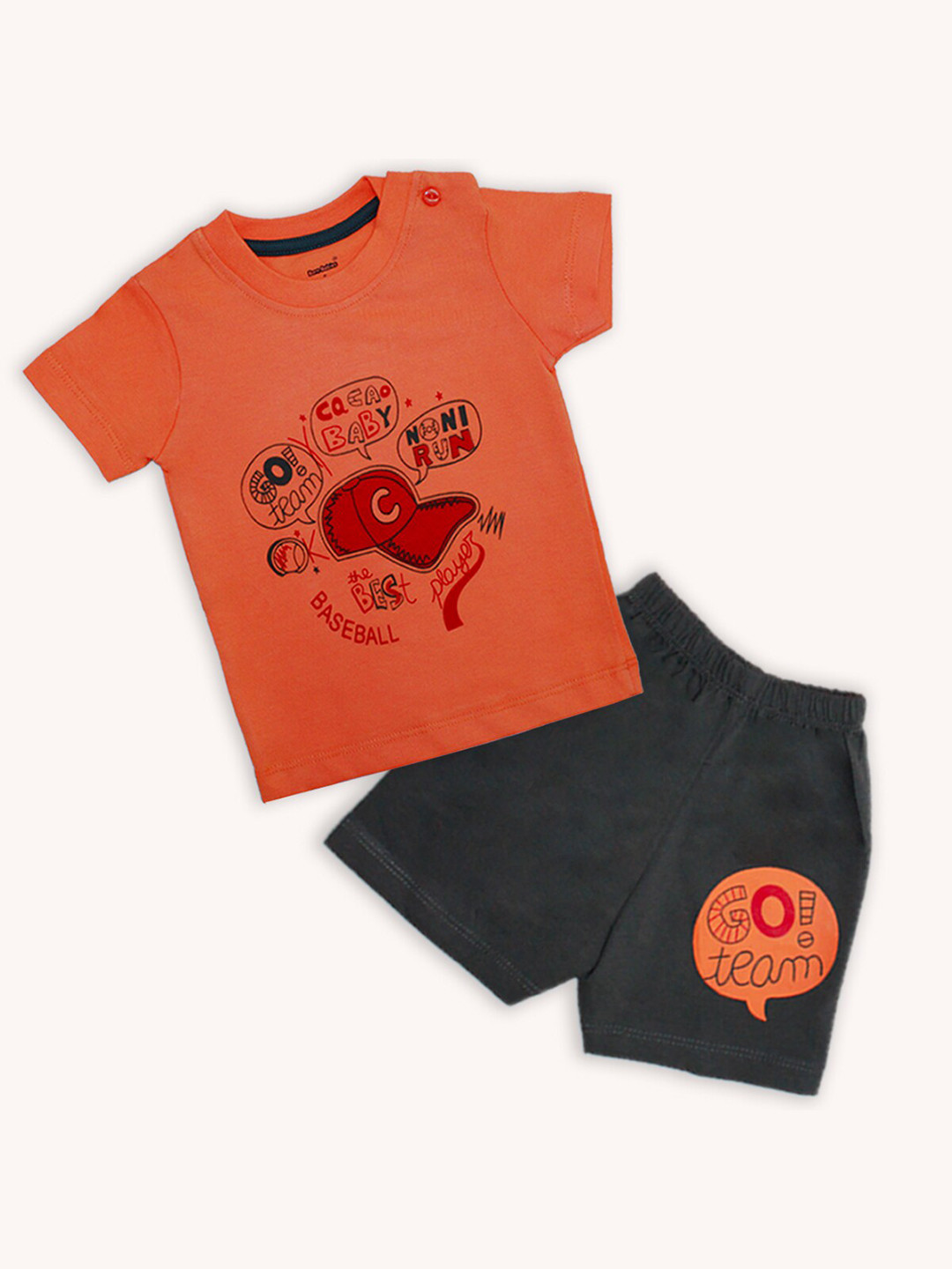

Born Babies Unisex Kids Printed T-shirt With Shorts, Orange