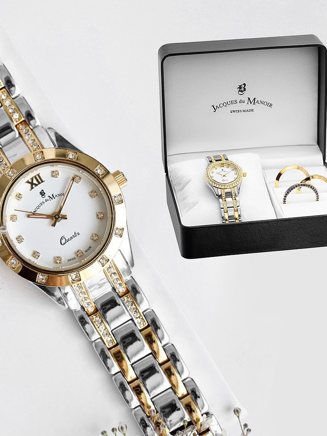 

JACQUES du MANOIR Women Embellished Dial & Bracelet Style Analogue Watch BAG.04, White
