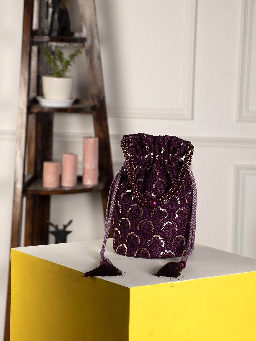 

Aditi Wasan Embellished Potli Clutch, Purple