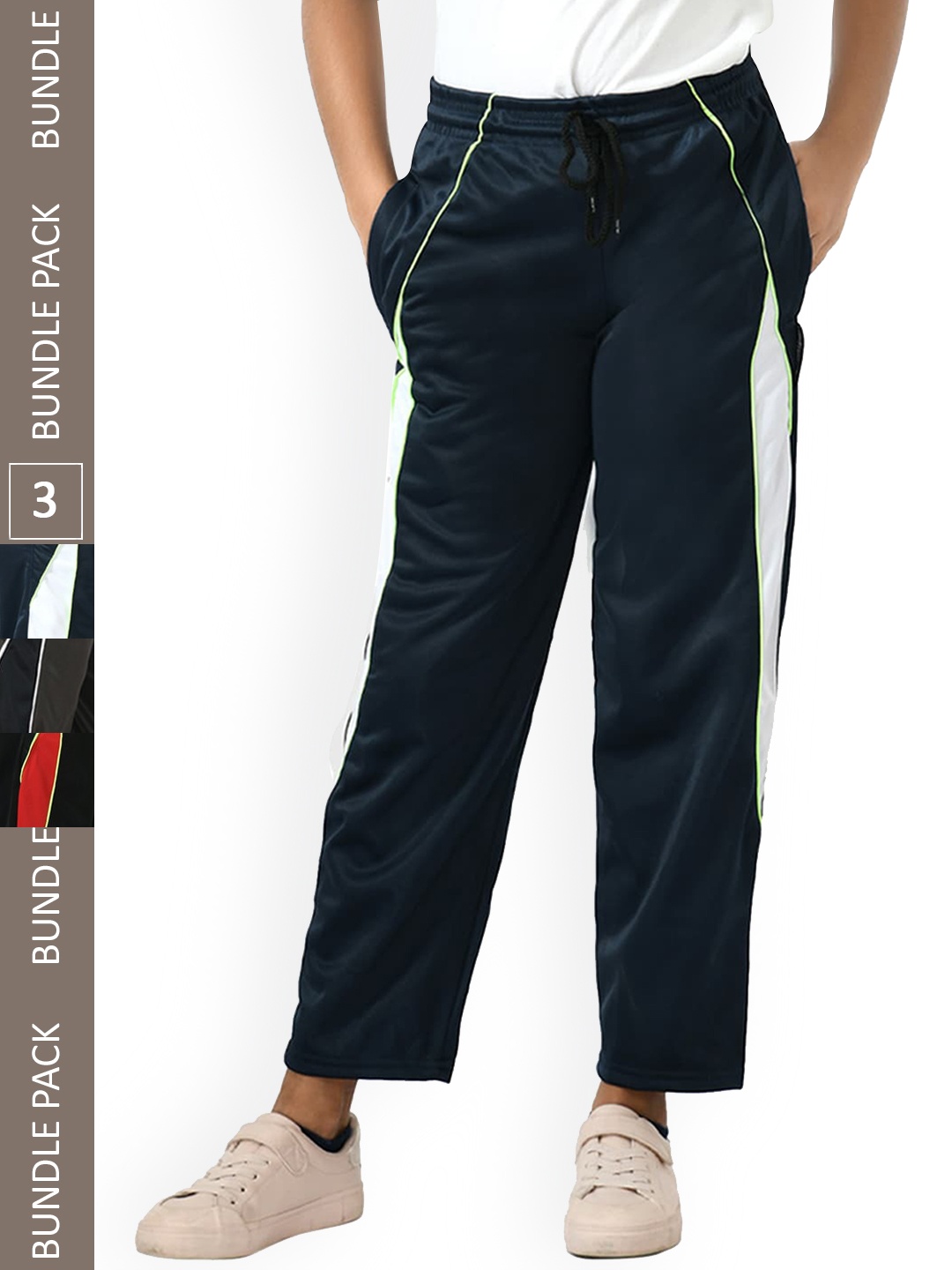 

IndiWeaves Girl Pack Of 2 Relaxed Fit Track Pants, Black