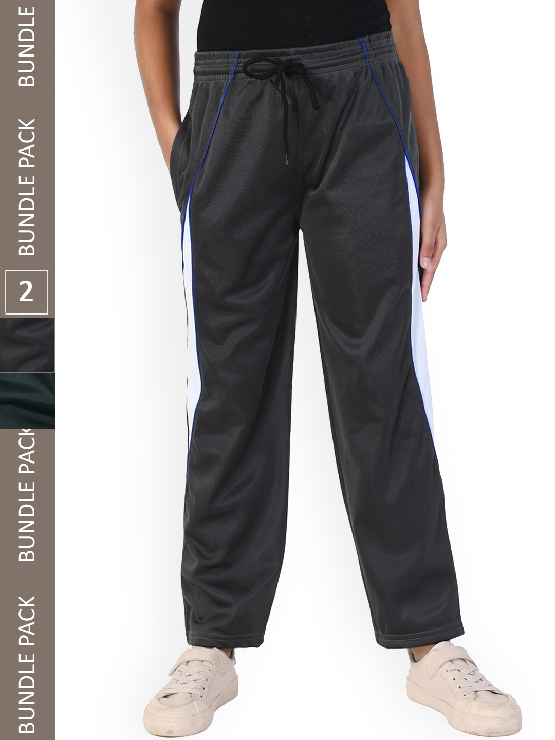 

IndiWeaves Girls Pack of 2 Relaxed Fit Track Pants, Black