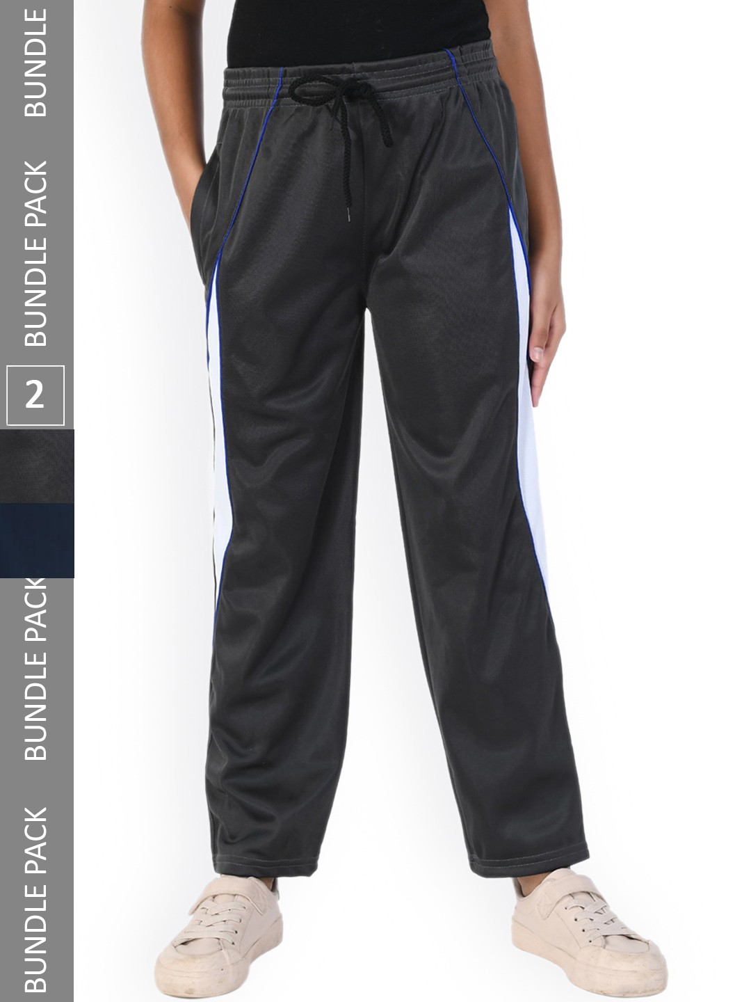 

IndiWeaves Girls Pack of 2 Relaxed Fit Track Pants, Black