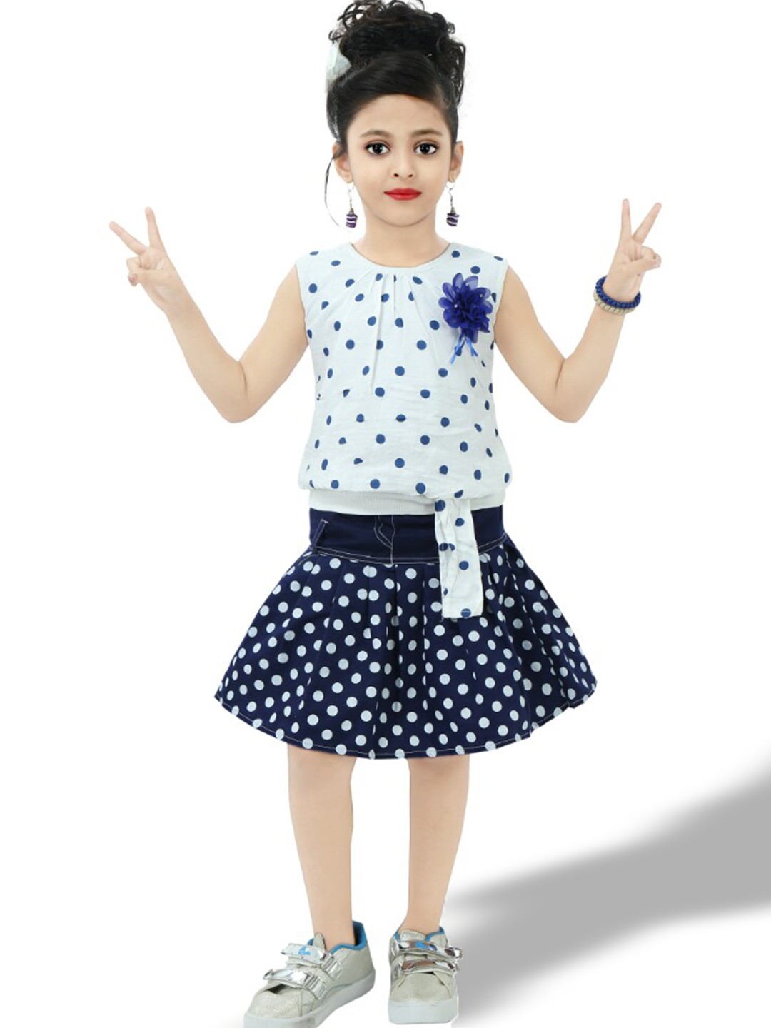 

BAESD Girls & Sleeveless Printed Top with Skirt, White