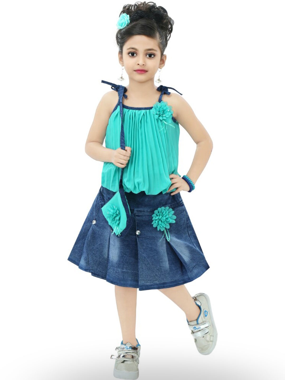 

BAESD Girls Sleeveless Top with Skirt, Green