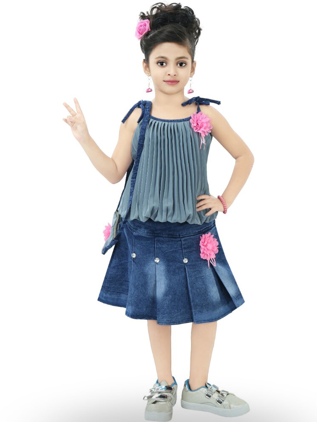

BAESD Girls Top & Skirt With Slingbag, Grey