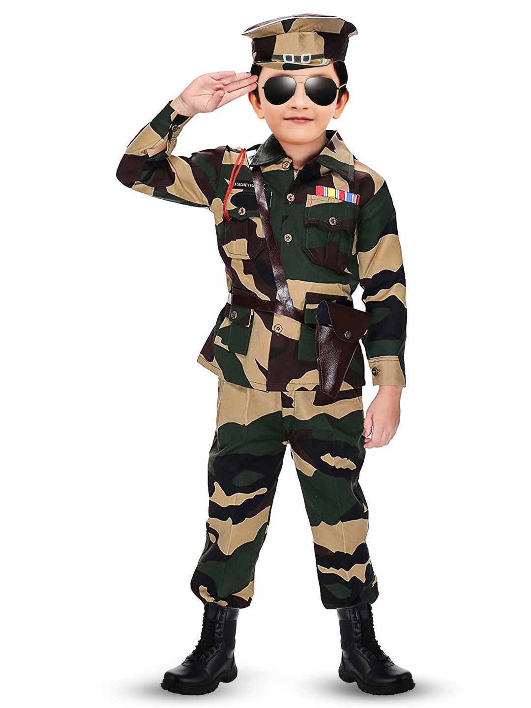 

BAESD Boys Camouflage Printed Shirt with Trousers, Green
