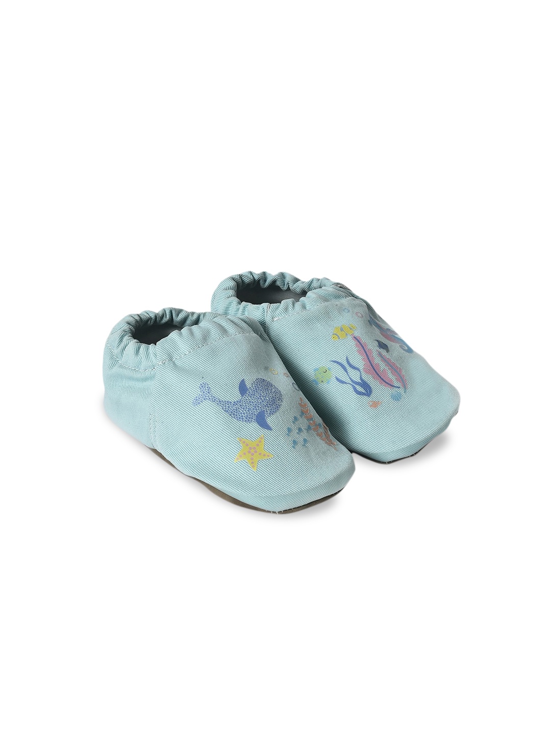 

MiArcus Kids Printed Cotton Booties, Sea green