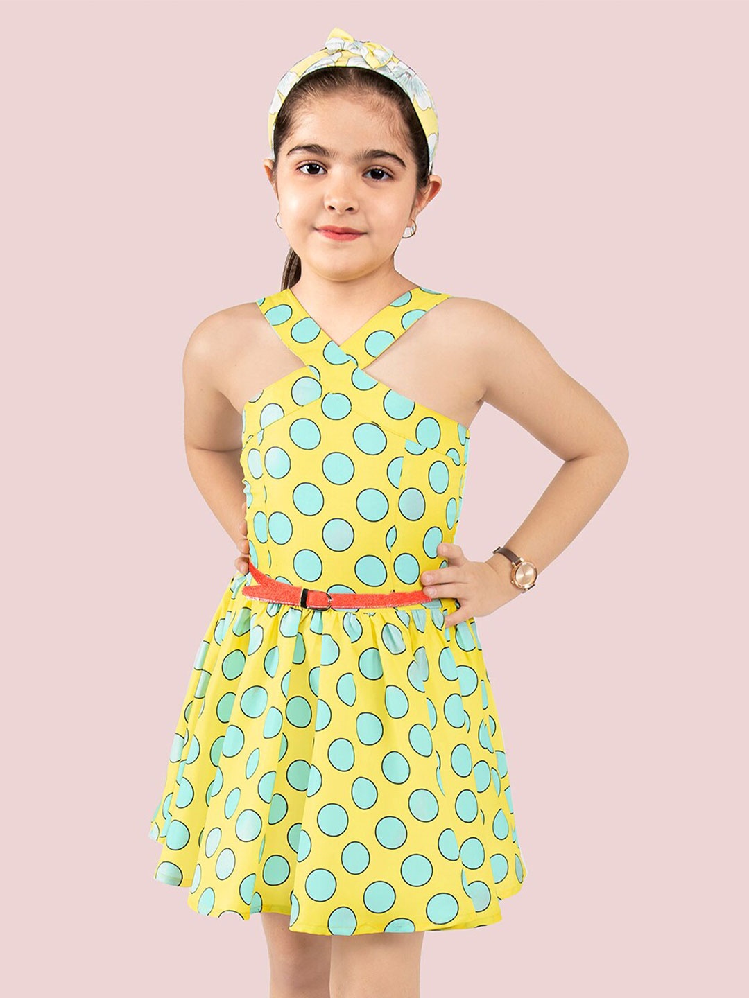 

Naughty Ninos Girls Geometric Printed Fit & Flare Dress, Yellow