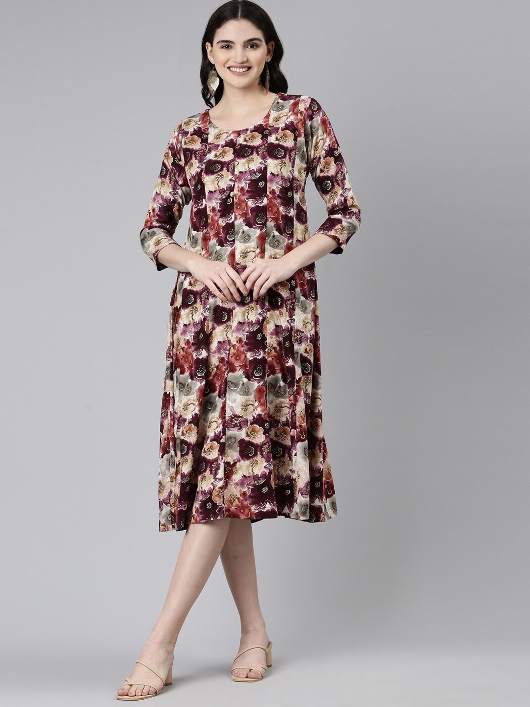 

GOLDSTROMS Abstract Printed A-Line Ethnic Dress, Purple