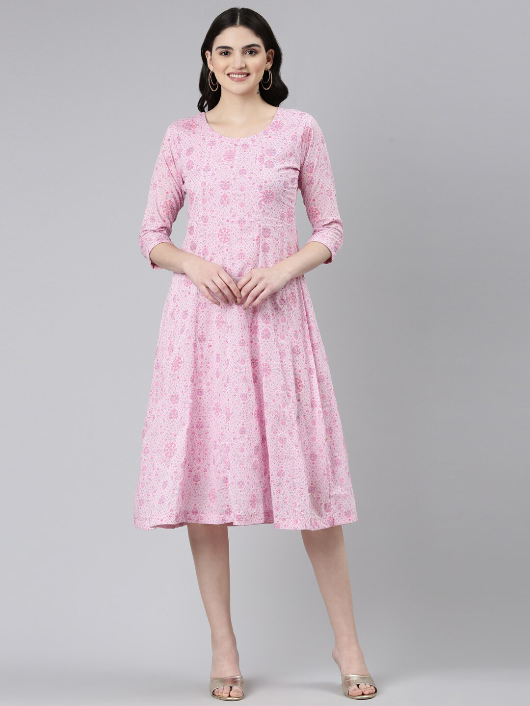 

GOLDSTROMS Ethnic Motif Printed Kali Ethnic Dress, Pink