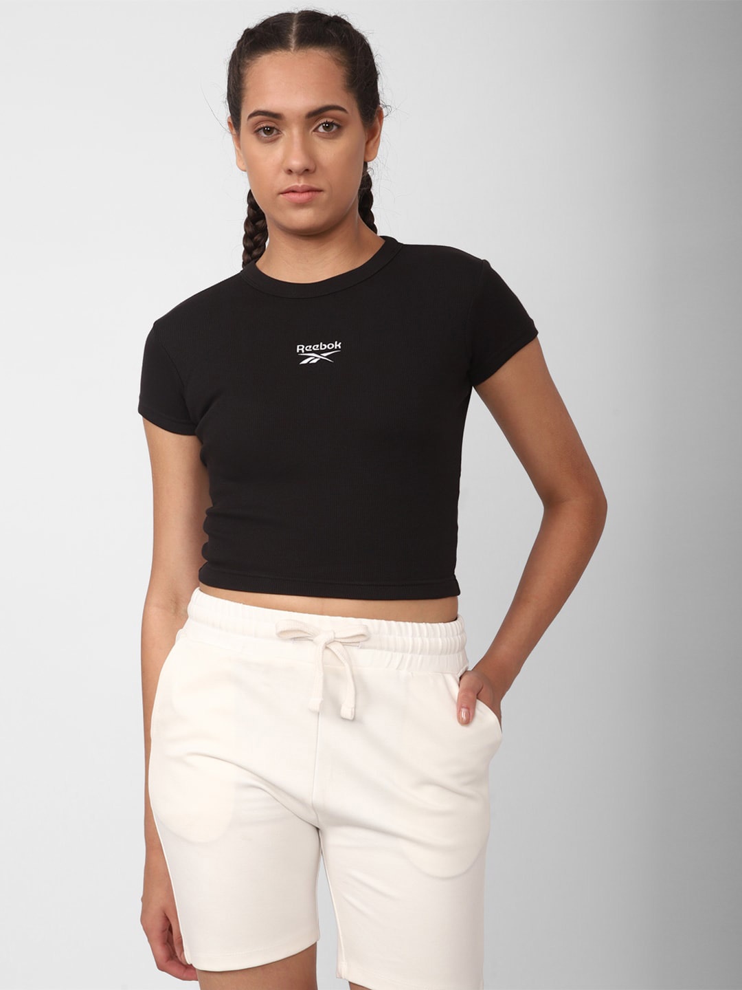 

Reebok Slim-Fit Crop T-Shirt, Black