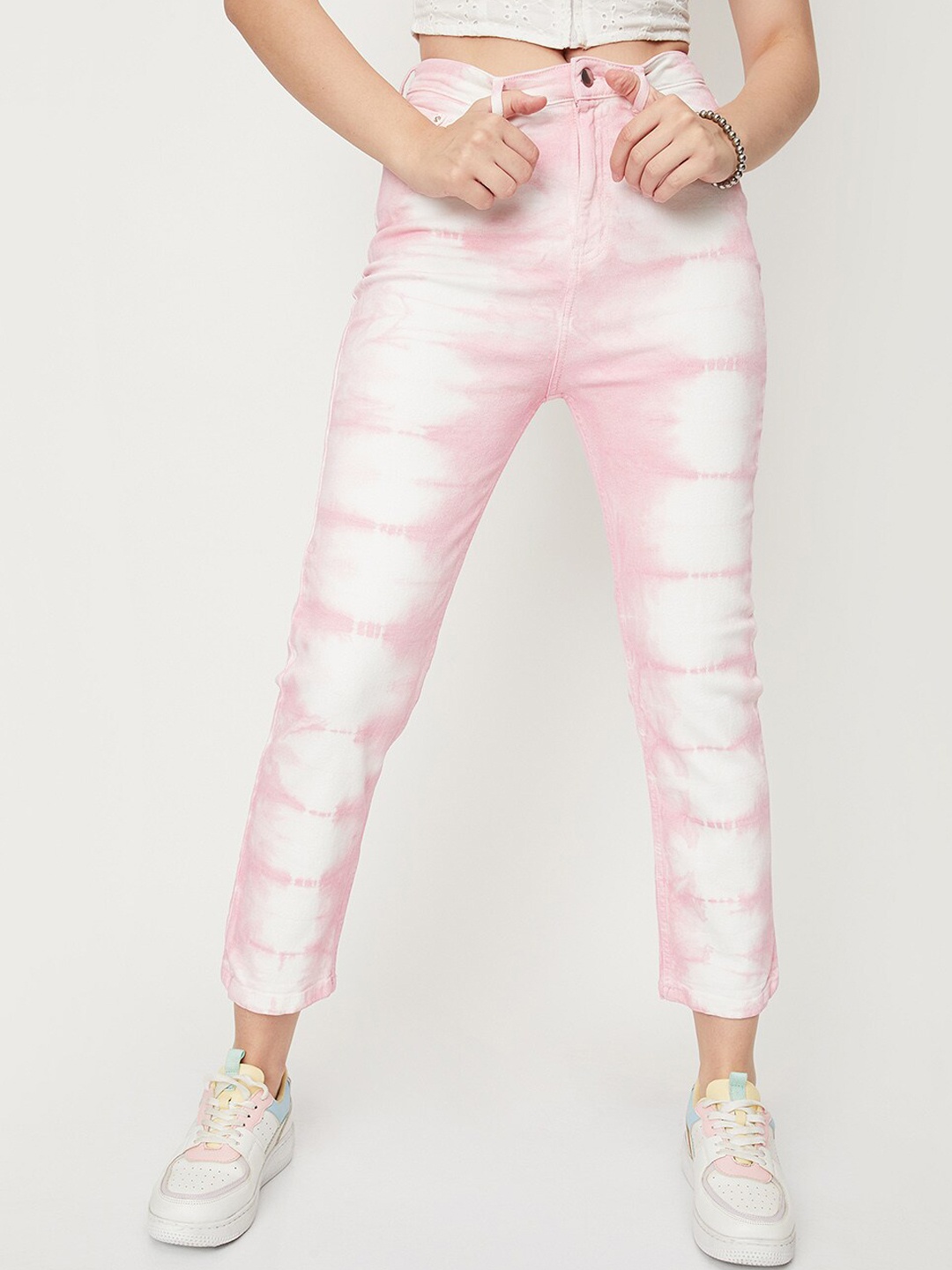 

max Women Mid Rise Coloured Cotton Jeans, Pink