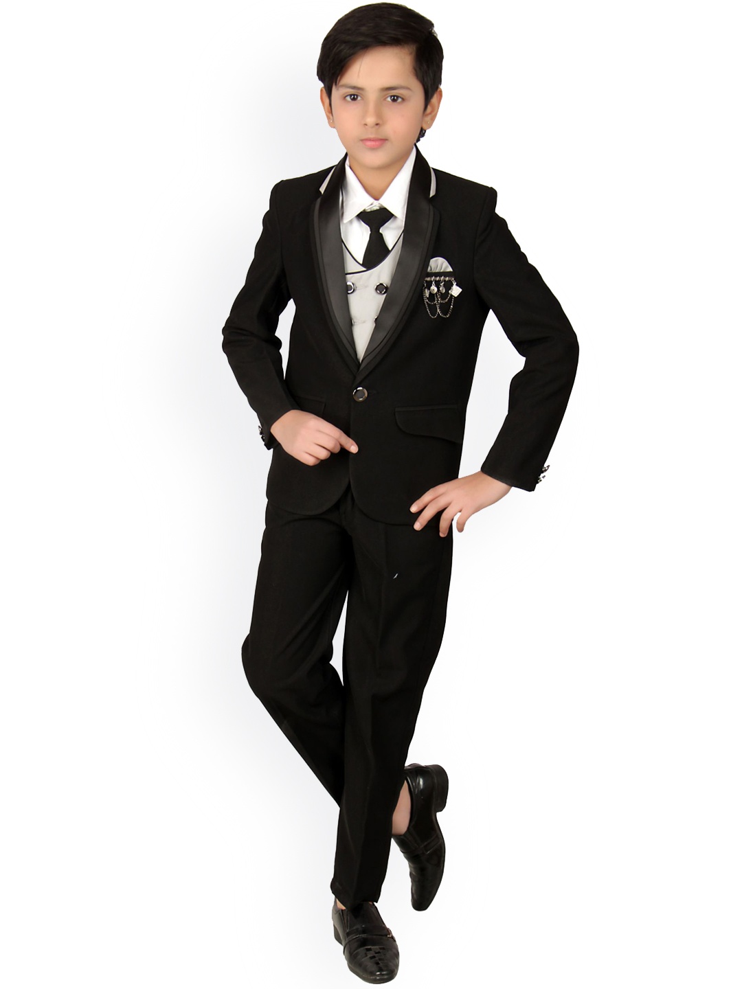 

BAESD Boys Single-Breasted 5-Piece Suit, Black