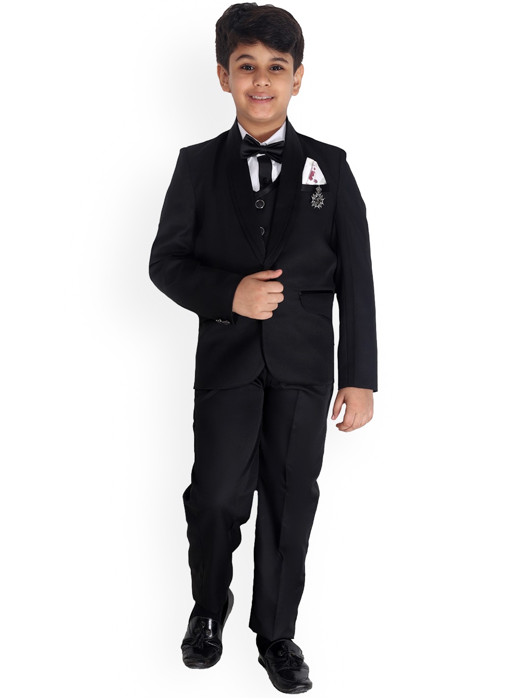 

BAESD Boys Single-Breasted Notched Lapel Suits, Black