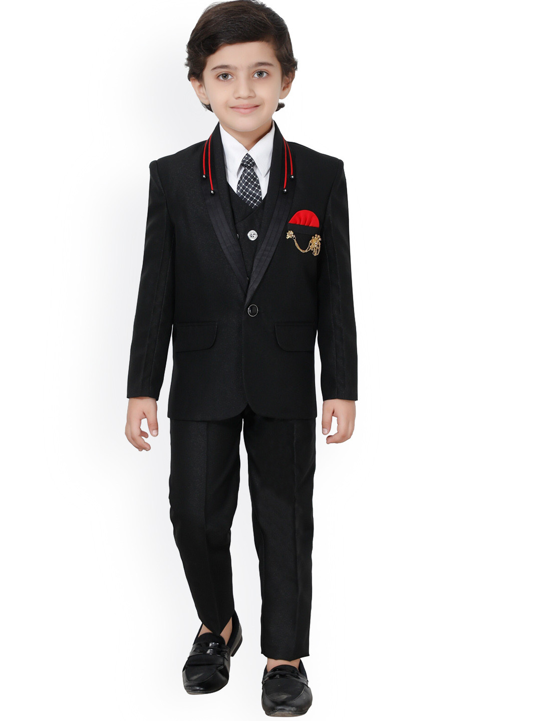 

BAESD Boys Single-Breasted Five-Piece Suits, Black