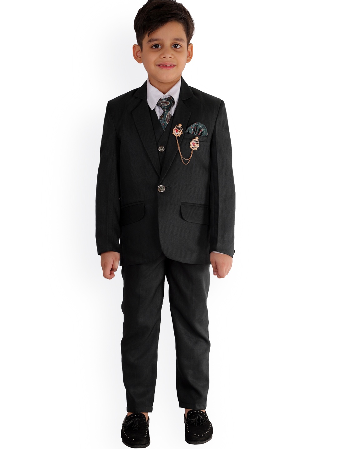 

BAESD Boys Single-Breasted 5-Piece Suits, Black