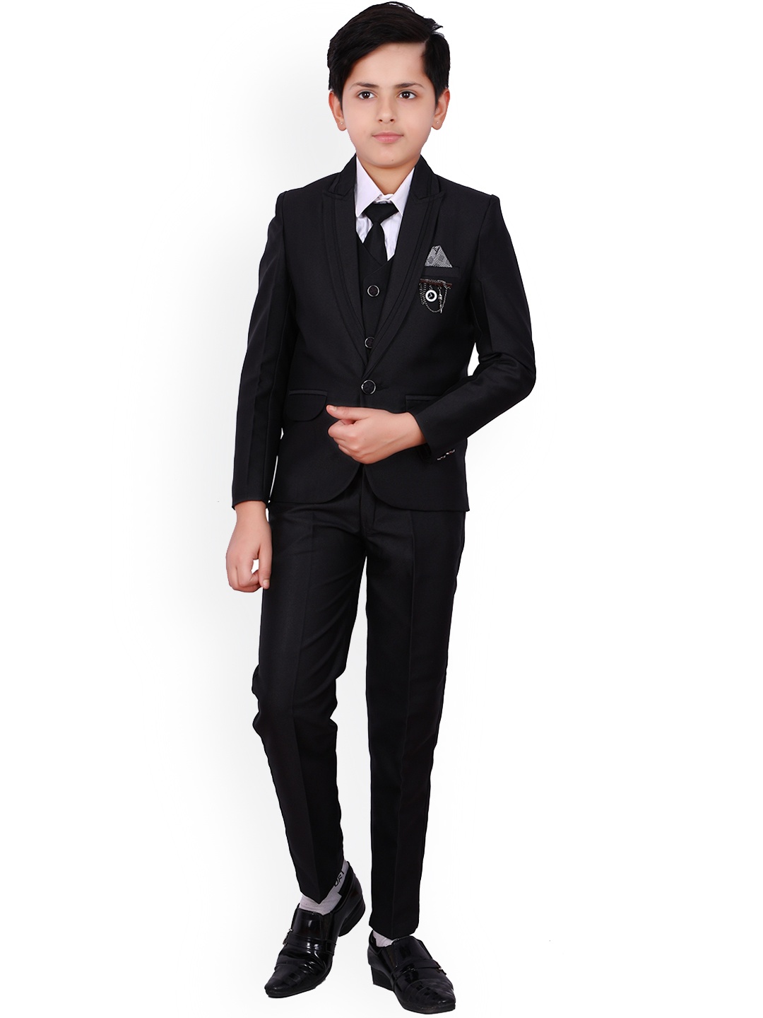 

BAESD Boys Single-Breasted Five-Piece Suits, Black