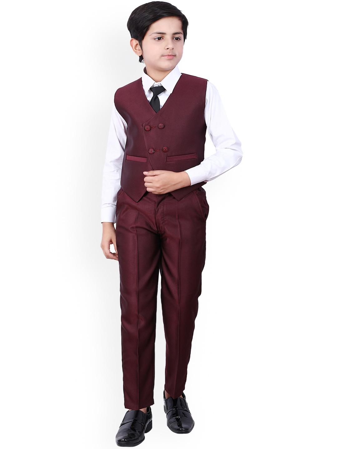 

BAESD Boys Single-Breasted Five-Piece Party Suits, Maroon