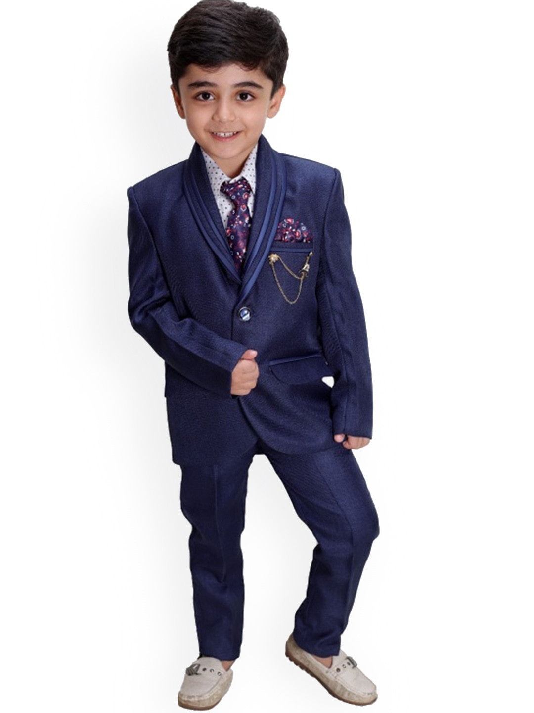 

BAESD Boys Single-Breasted Notched Lapel Suits, Navy blue
